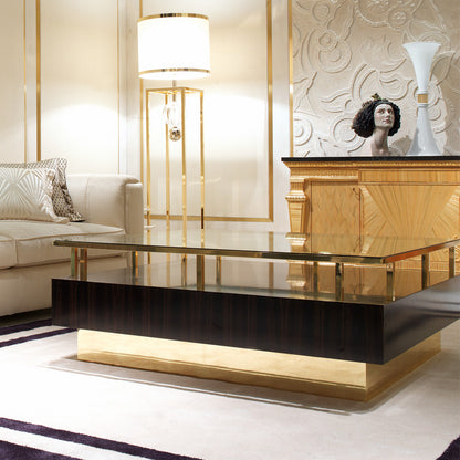 Contemporary Veneered Luxury Brass Coffee Table