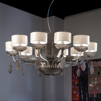 Contemporary Venetian Glass 10 Light Chandelier