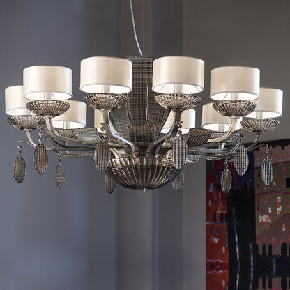 Contemporary Venetian Glass 10 Light Chandelier