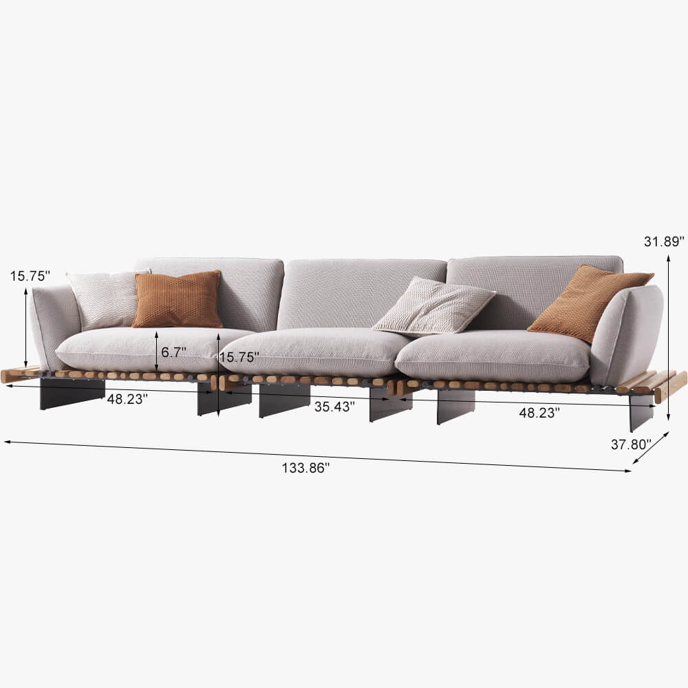 Contemporary Linen Blend Modular Rustic Sofa