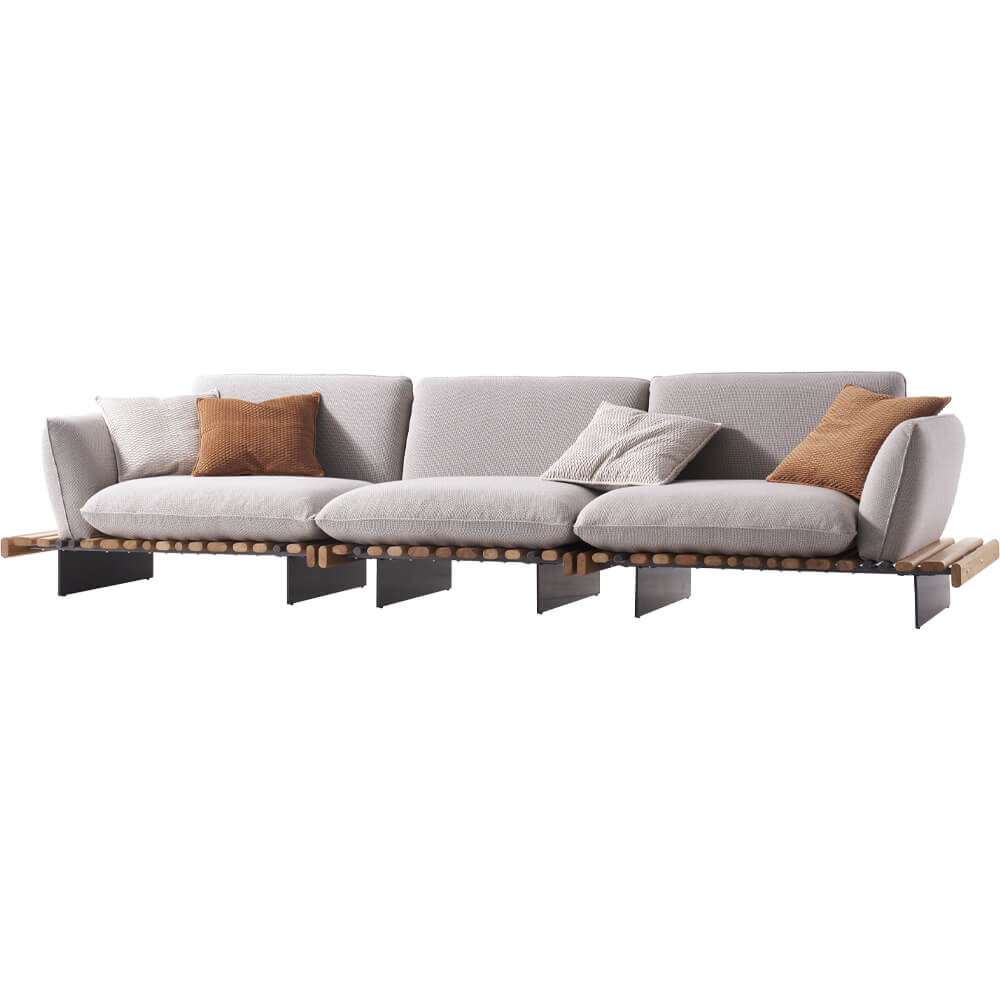 Contemporary Linen Blend Modular Rustic Sofa