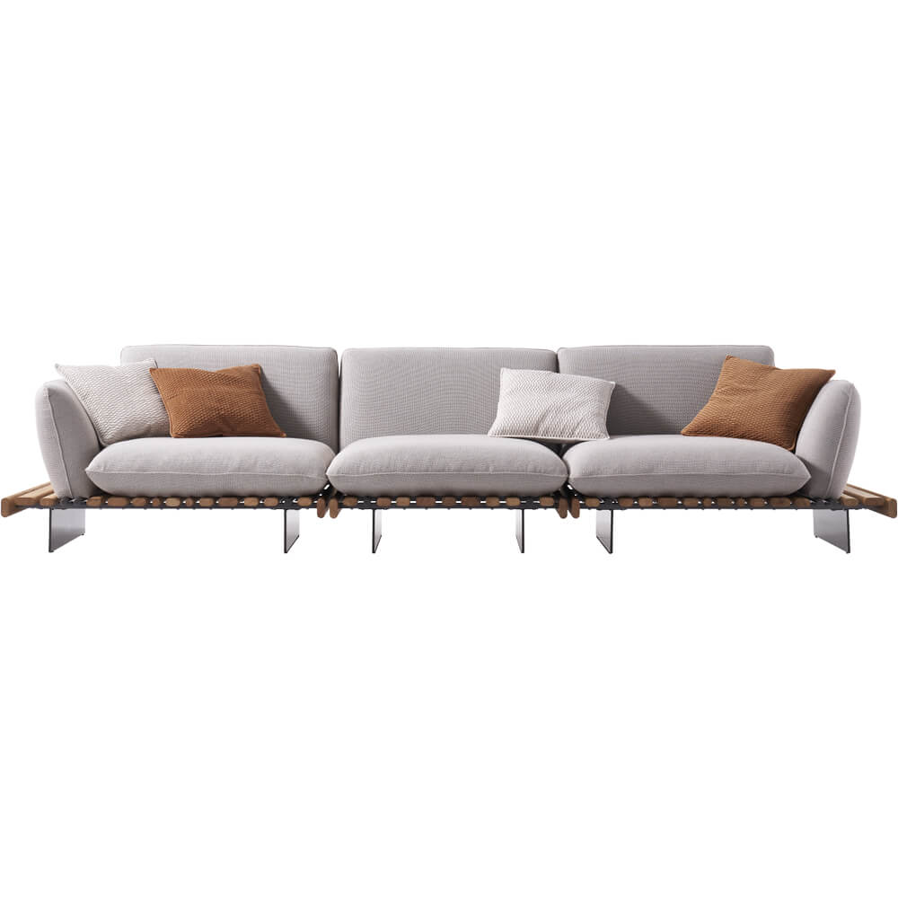 Contemporary Linen Blend Modular Rustic Sofa