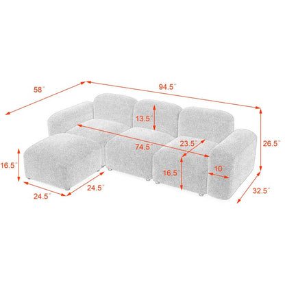 Convertible L-Shaped Modular Sectional Sofa