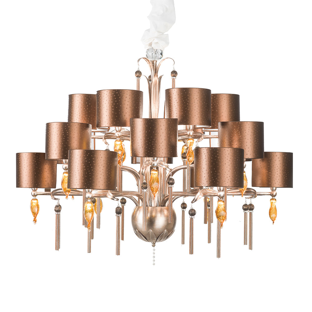 Large Copper Crystal Chandelier