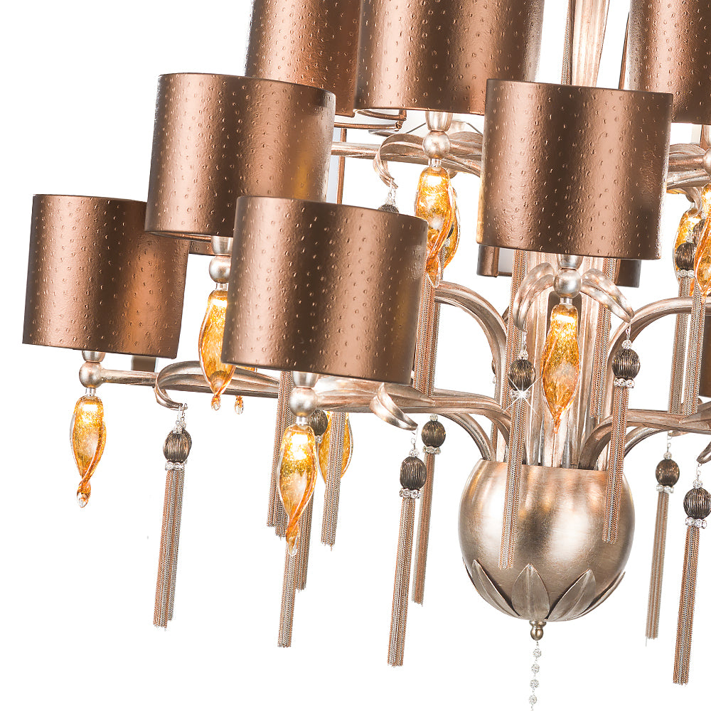 Large Copper Crystal Chandelier