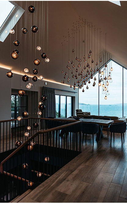 Cosmic Sphere Cascade Chandelier
