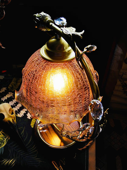 Cracked Glass Brass Table Lamp