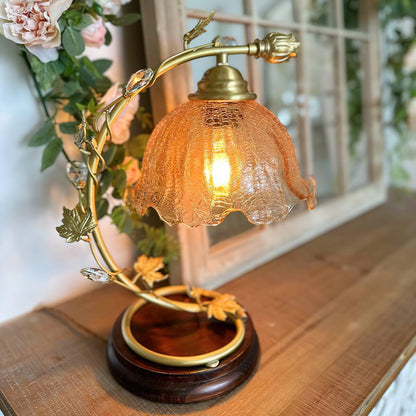 Cracked Glass Brass Table Lamp