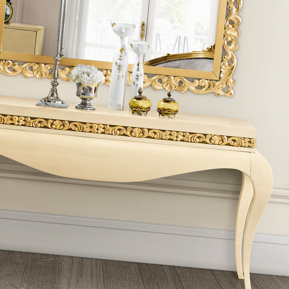 Luxury Cream Lacquered Console Table