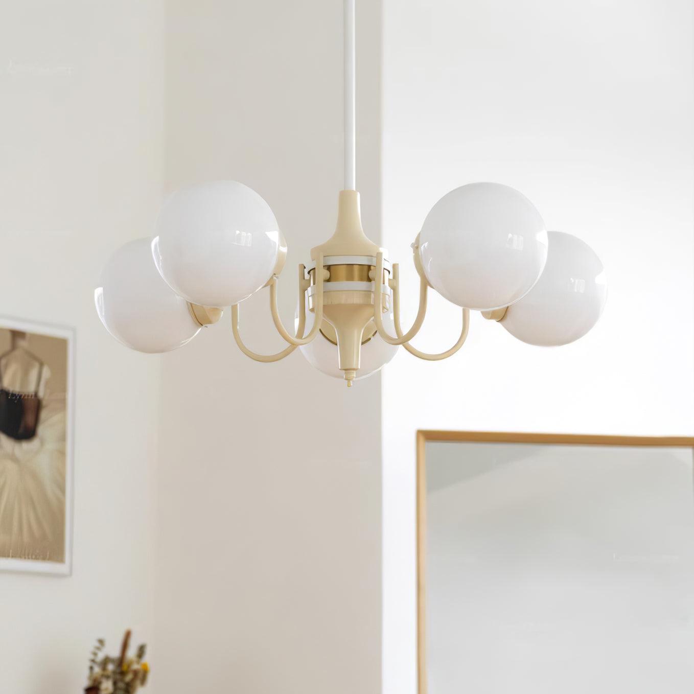 Cream Glass Ball Chandelier