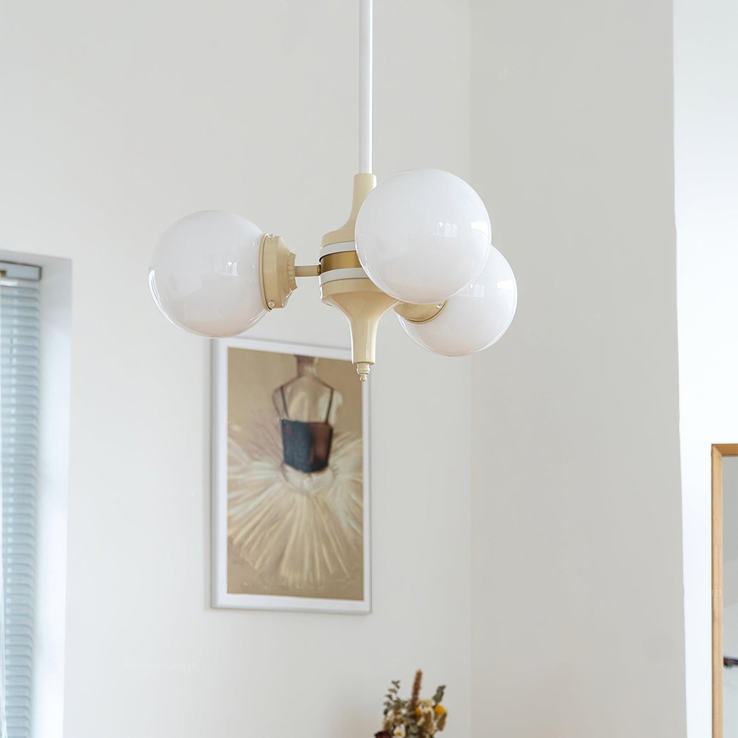 Cream Glass Ball Chandelier