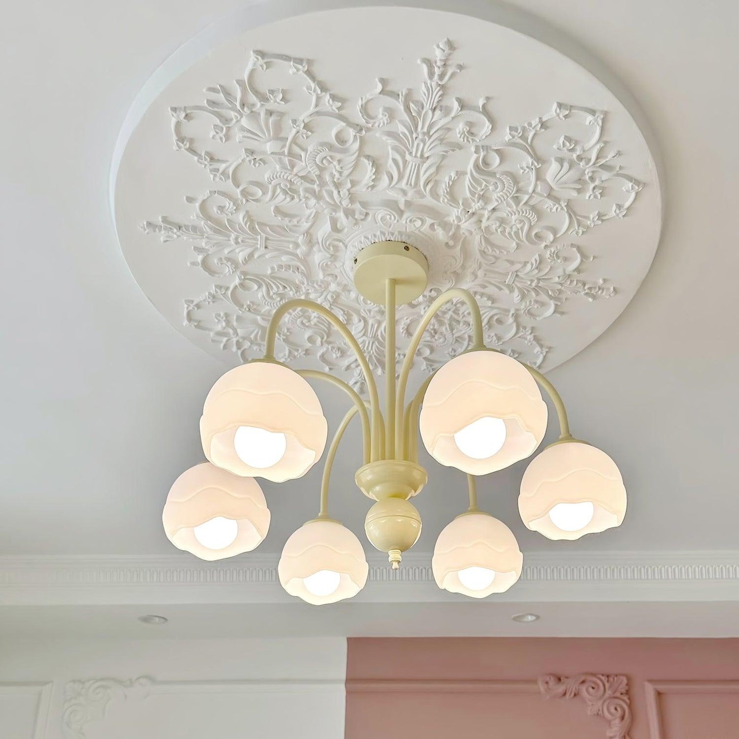 Creamy Glass  Chandelier