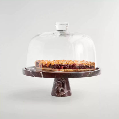 Crimson Marquina Marble Pedestal Tray
