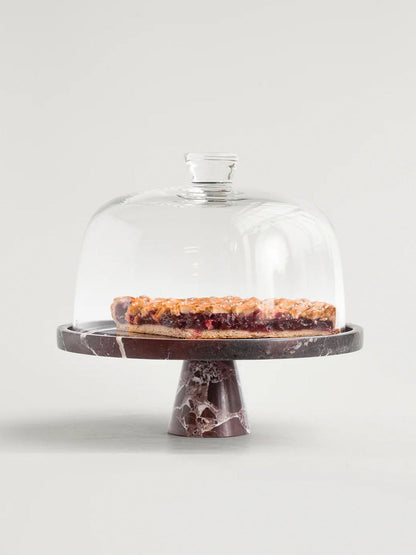 Crimson Marquina Marble Pedestal Tray