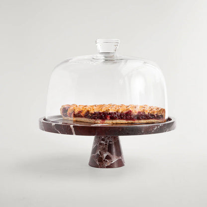 Crimson Marquina Marble Pedestal Tray