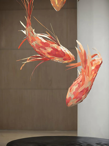 Crimson Swirl Koi Chandelier