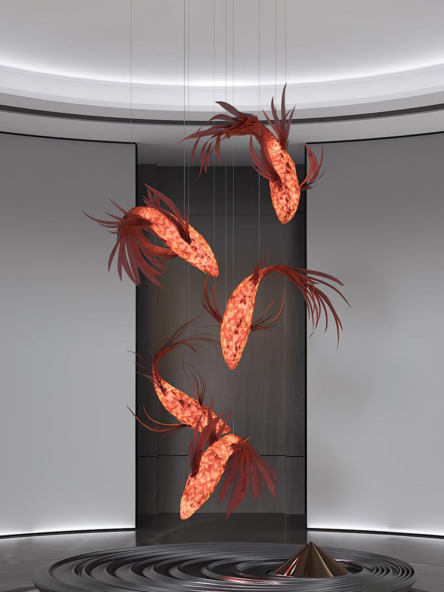 Crimson Swirl Koi Chandelier