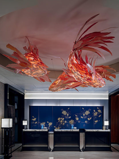 Crimson Swirl Koi Chandelier