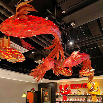 Crimson Swirl Koi Chandelier