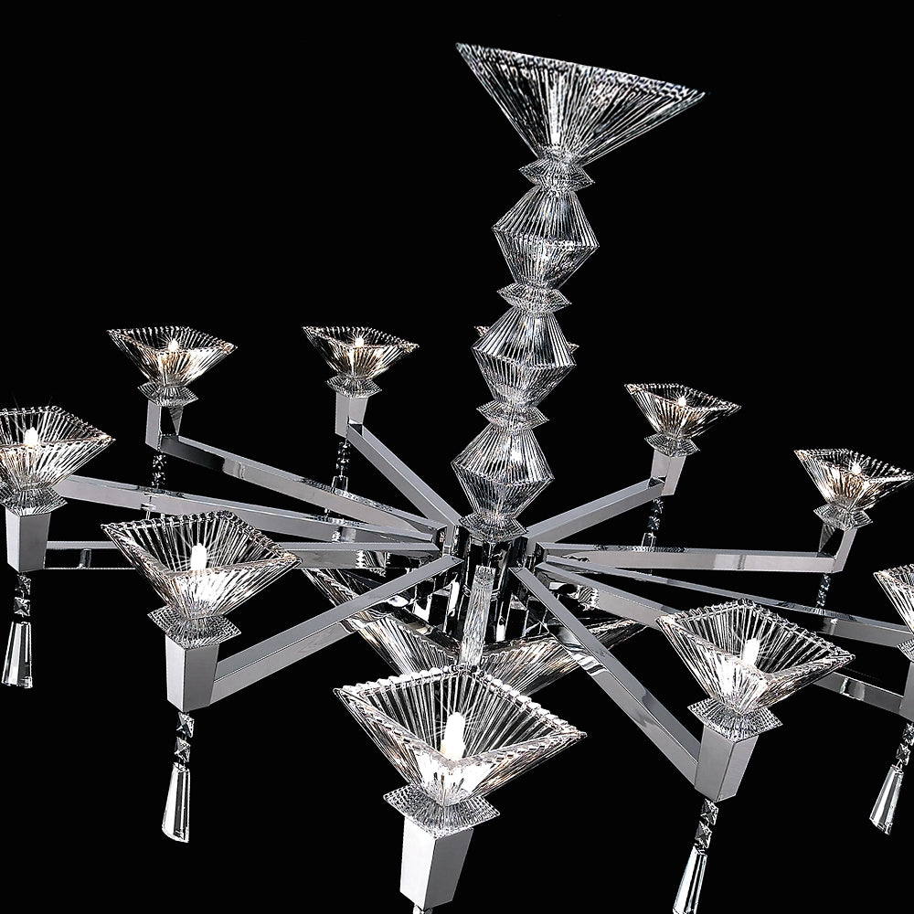 Large Modern Chrome Crystal Chandelier