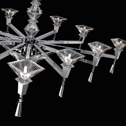 Large Modern Chrome Crystal Chandelier