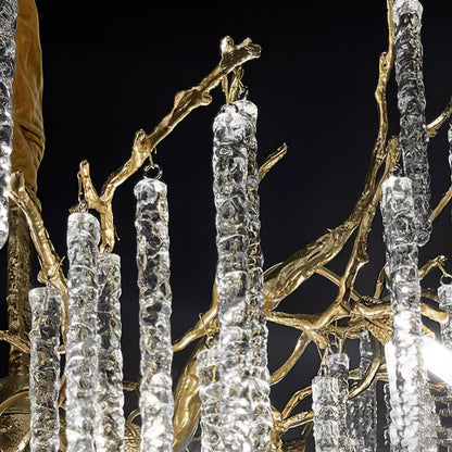 Crystal Icicles Branch Brass Chandelier