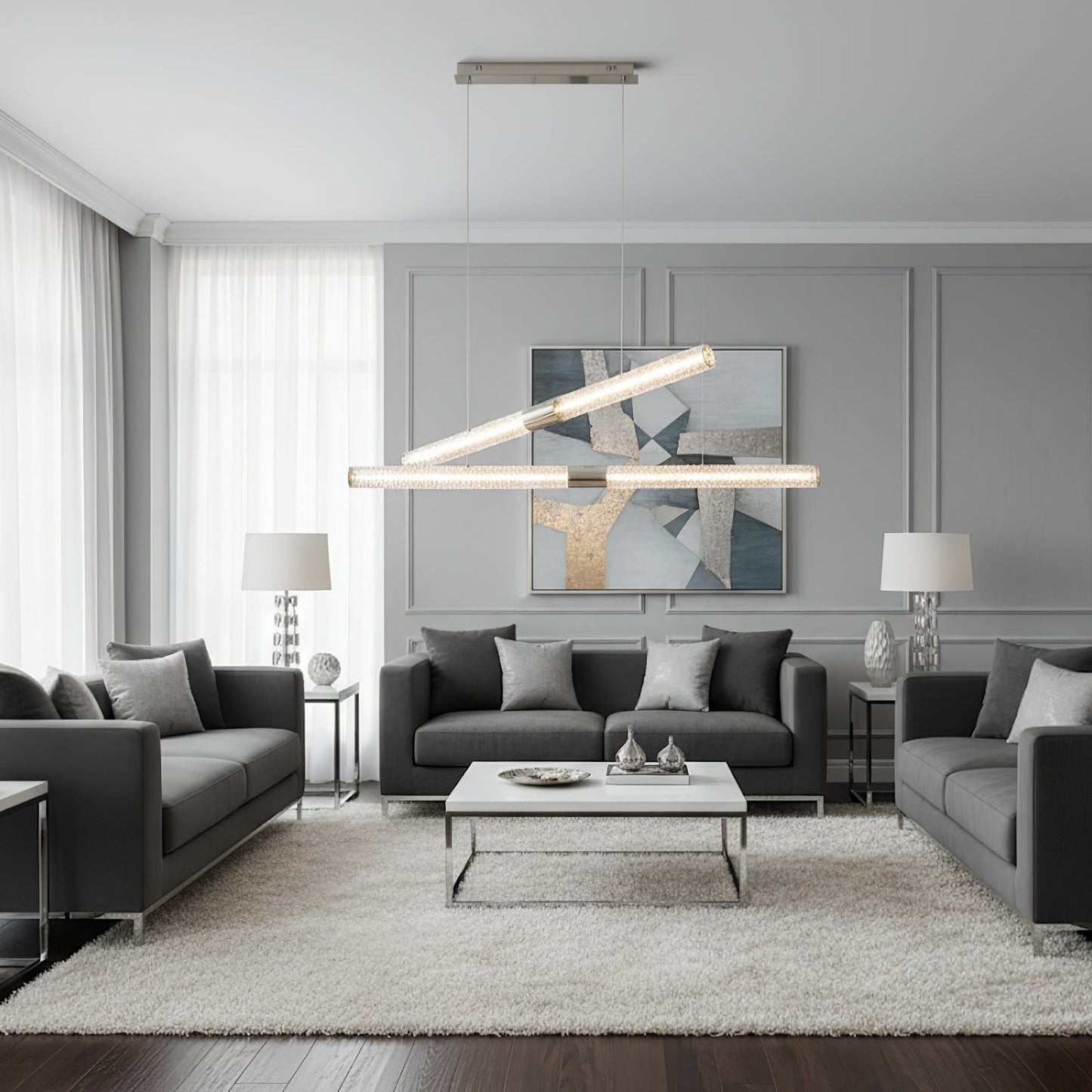 Crystal Stream Linear Pendant Lamp