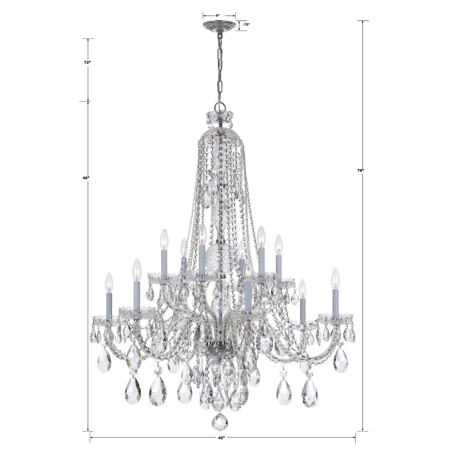 Crystorama Traditional Crystal 42 Inch 12 Light Chandelier Cp11154