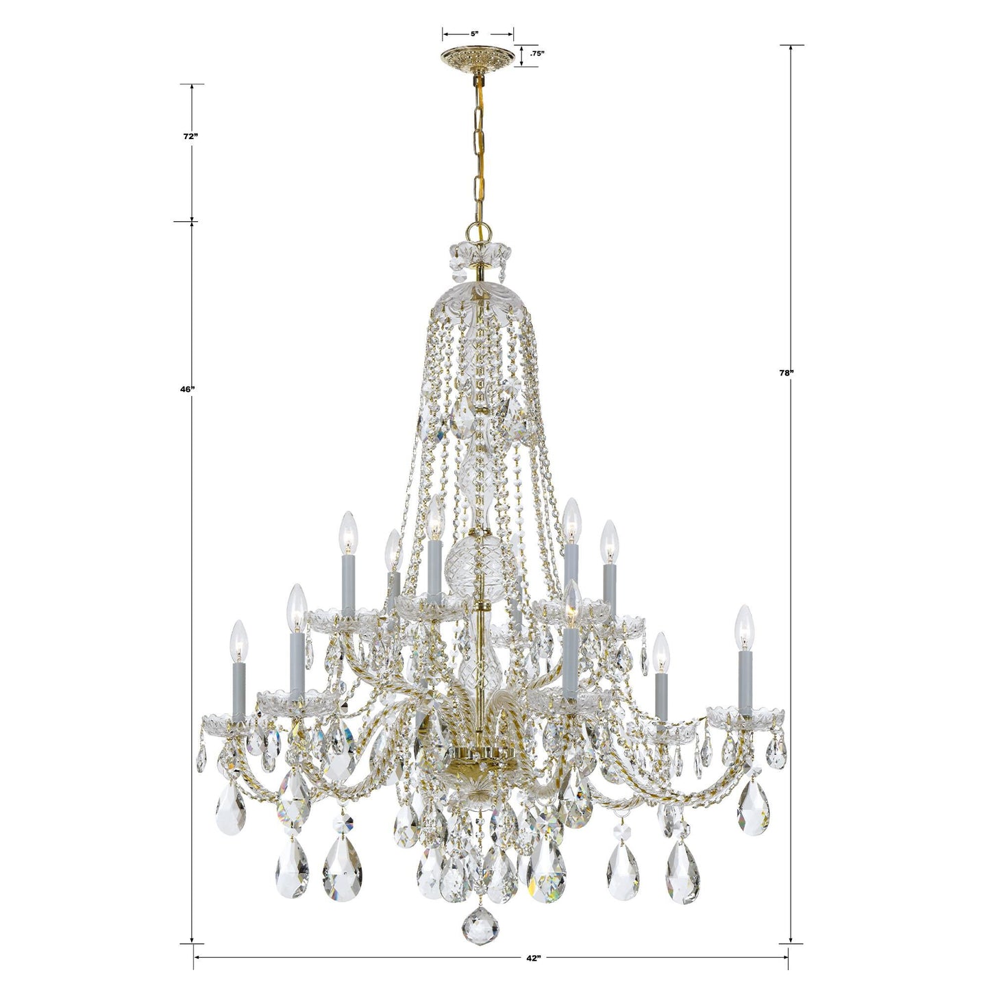 Crystorama Traditional Crystal 42 Inch 12 Light Chandelier Cp11154