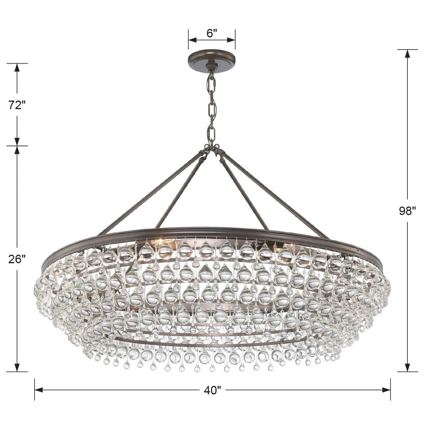 Crystorama Calypso 40 Inch 8 Light Chandelier Cp42478