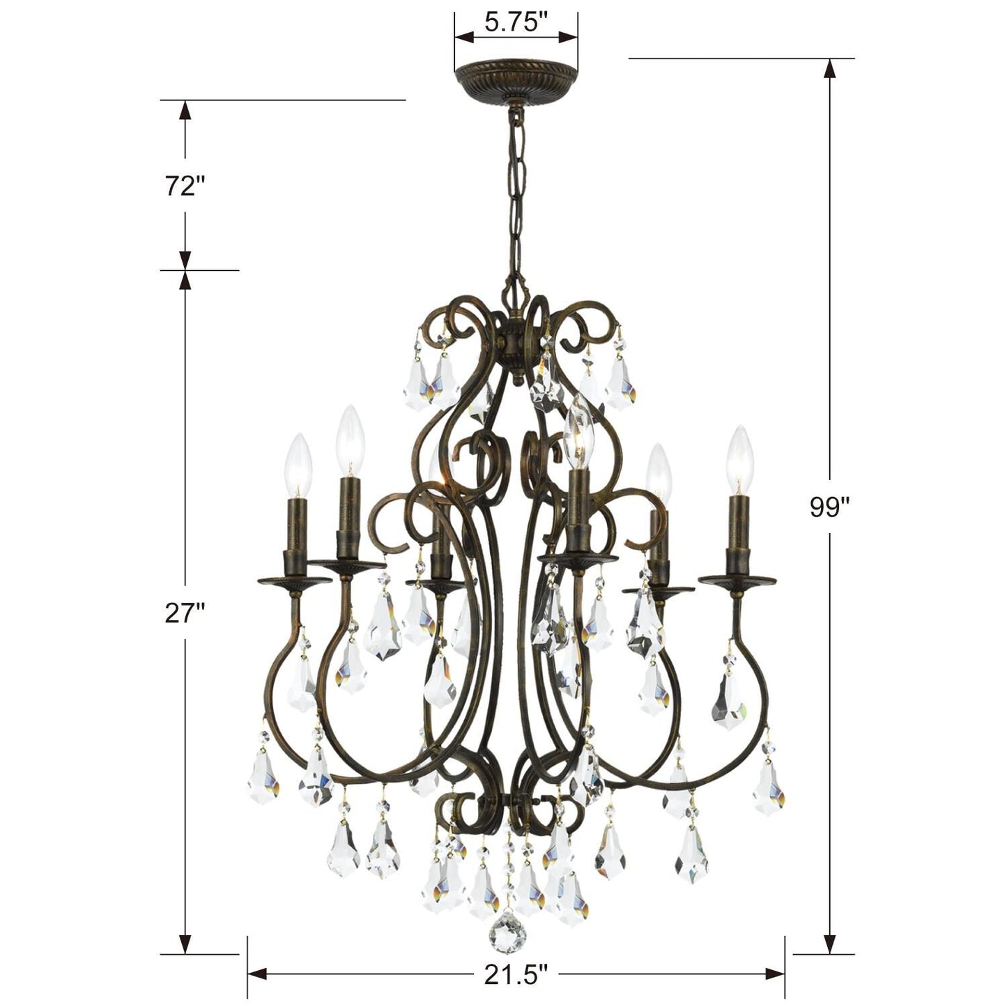 Crystorama Ashton 21 Inch 6 Light Mini Chandelier Cp724795