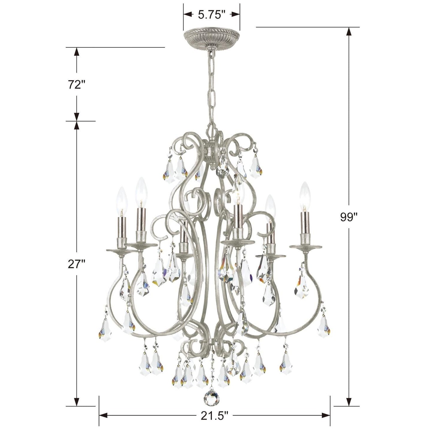 Crystorama Ashton 21 Inch 6 Light Mini Chandelier Cp724795