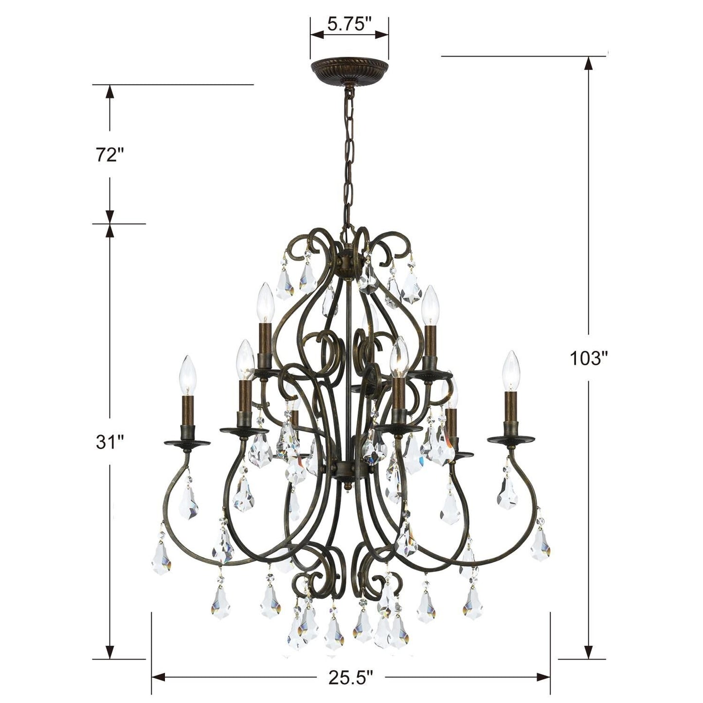 Crystorama Ashton 25 Inch 9 Light Chandelier Cp724771