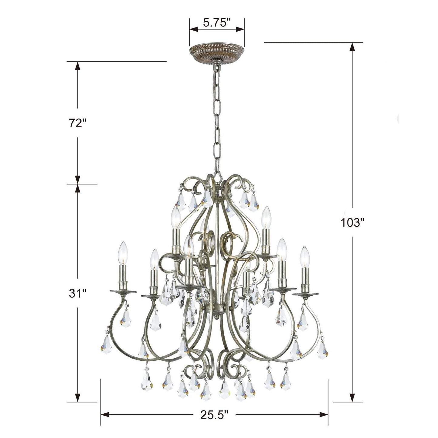 Crystorama Ashton 25 Inch 9 Light Chandelier Cp724771