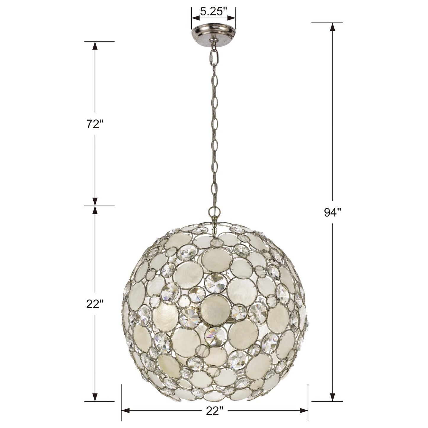 Crystorama Palla 22 Inch Large Pendant Cp78778