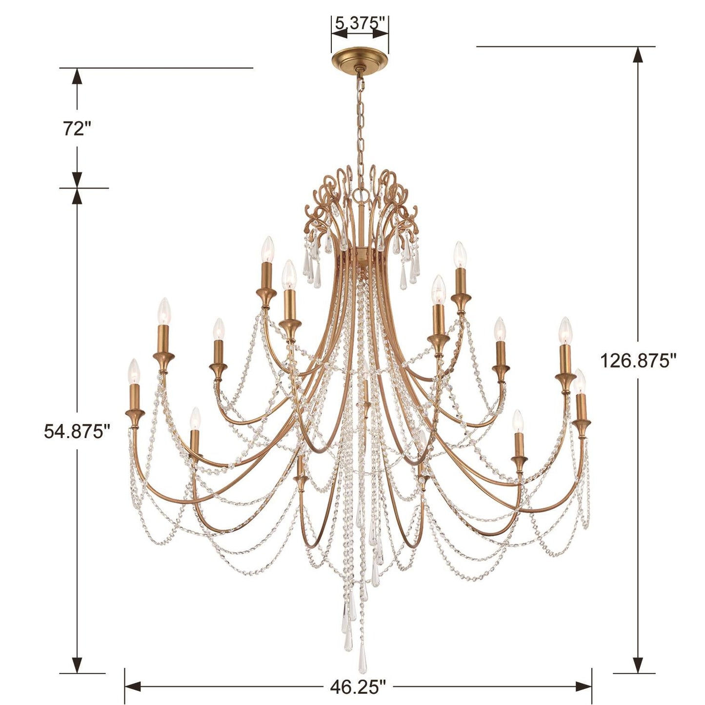 Crystorama Arcadia 46 Inch 15 Light Chandelier Cp527007