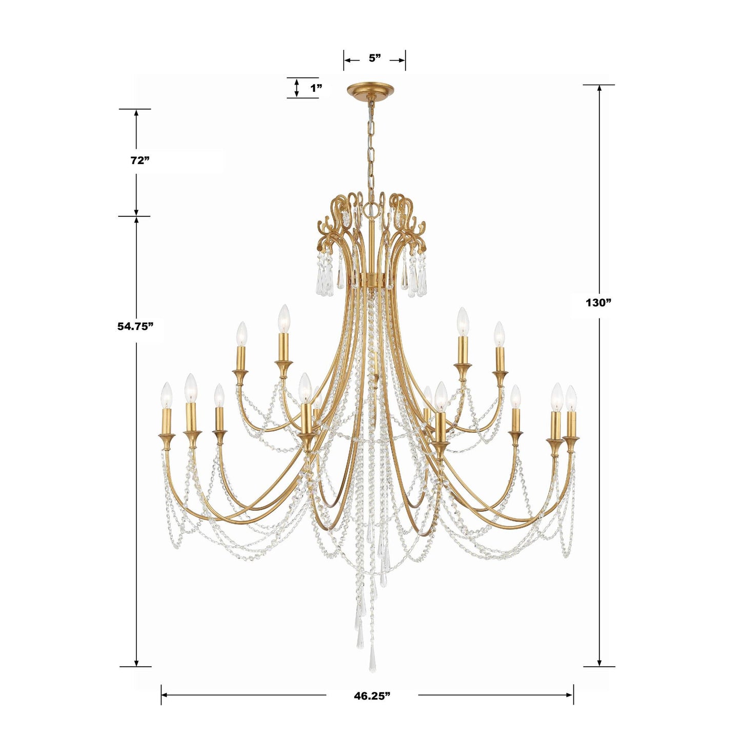 Crystorama Arcadia 46 Inch 15 Light Chandelier Cp527007