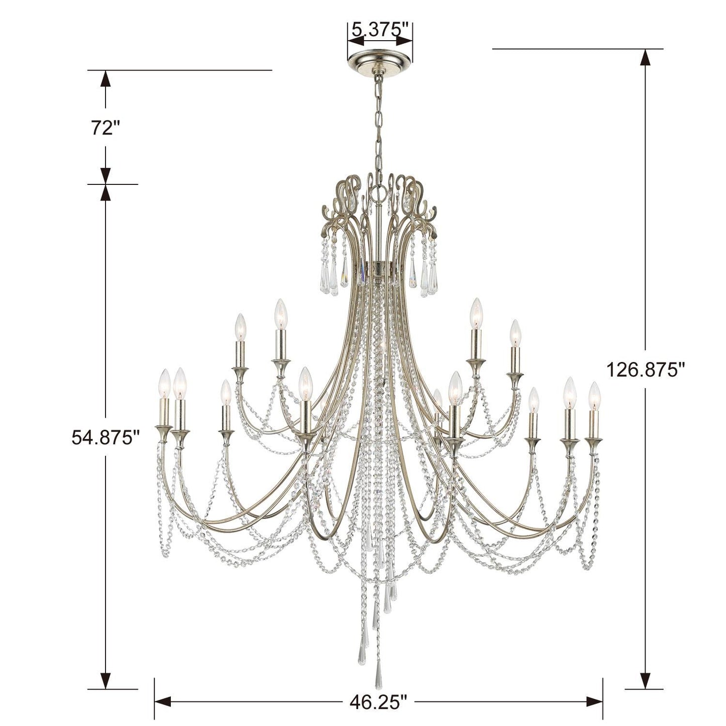 Crystorama Arcadia 46 Inch 15 Light Chandelier Cp527007