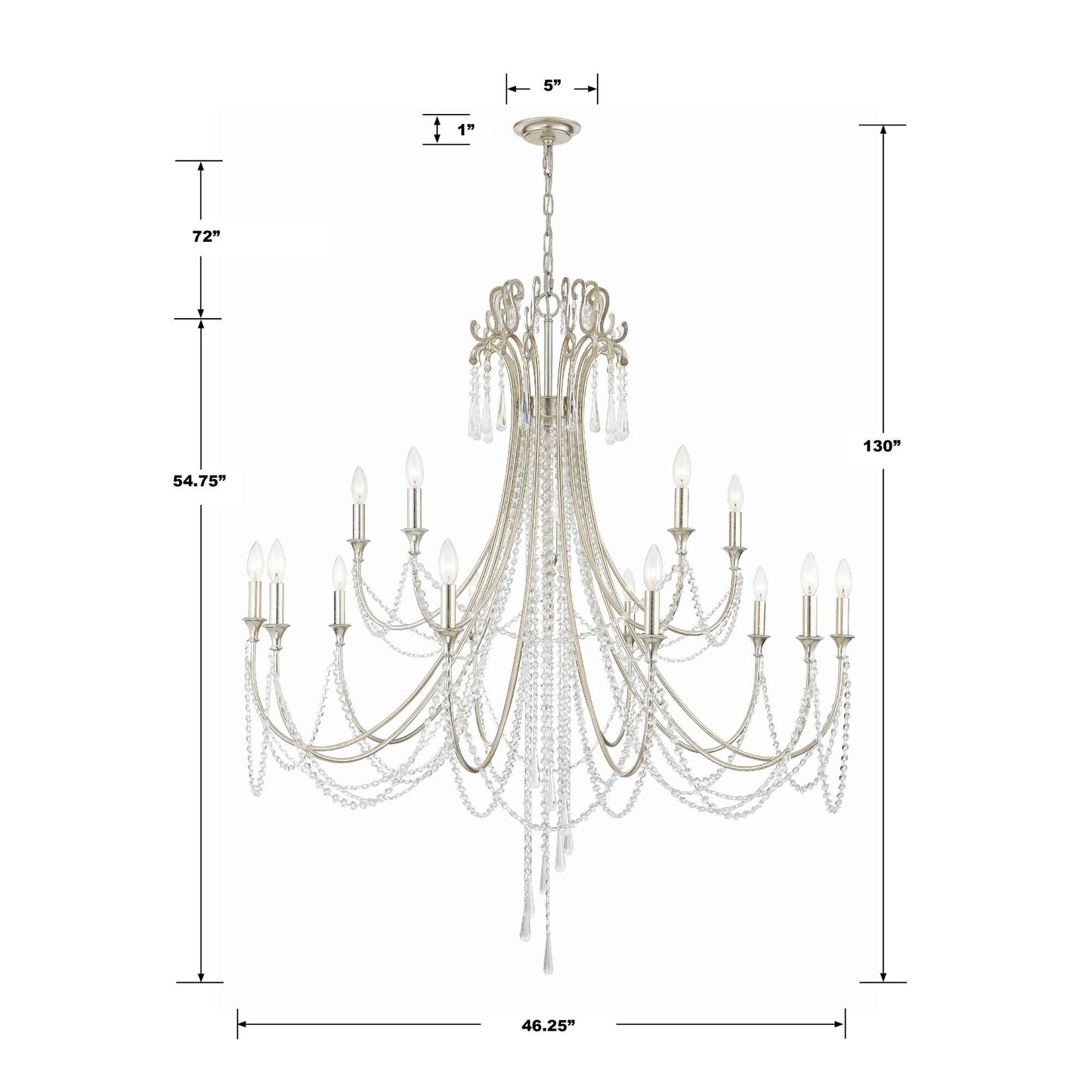 Crystorama Arcadia 46 Inch 15 Light Chandelier Cp527007