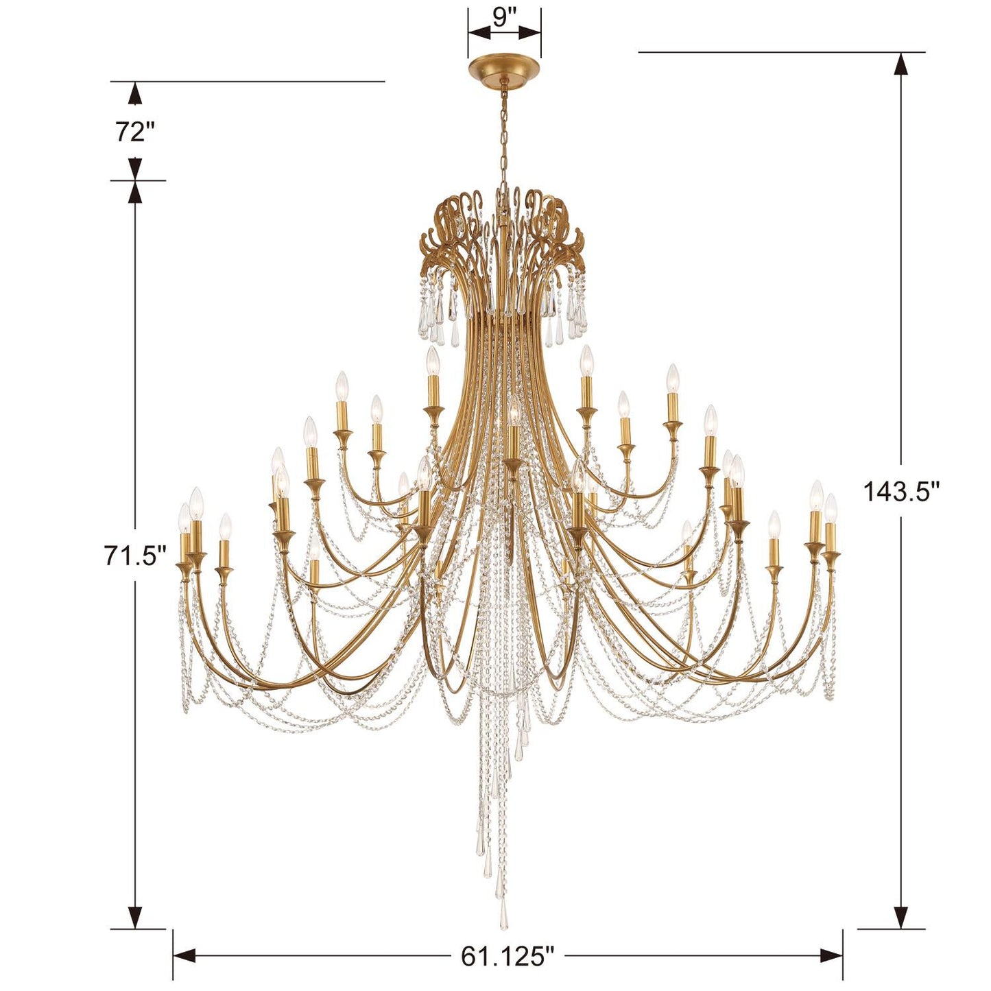 Crystorama Arcadia 61 Inch 28 Light Chandelier Cp527008