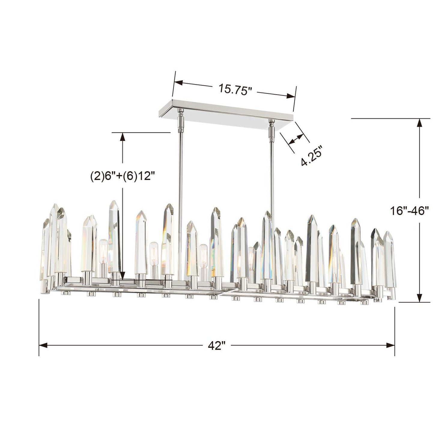 Crystorama Watson 42 Inch 6 Light Linear Suspension Light Cp526982