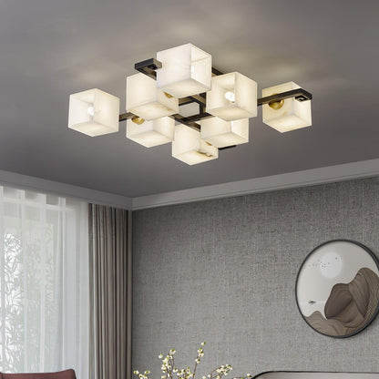 Cubist Alabaster Cluster Ceiling Lamp