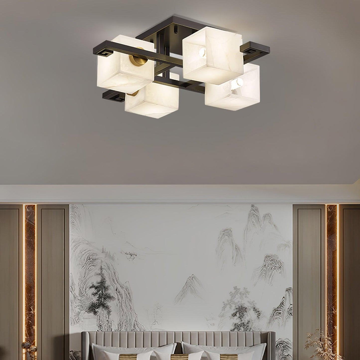 Cubist Alabaster Cluster Ceiling Lamp