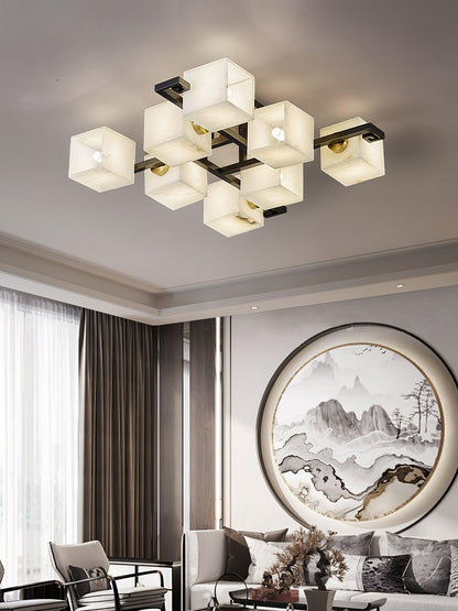 Cubist Alabaster Cluster Ceiling Lamp