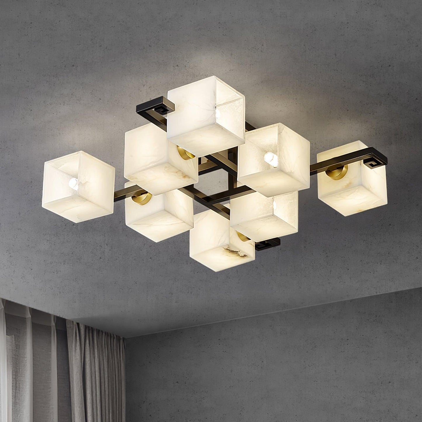 Cubist Alabaster Cluster Ceiling Lamp