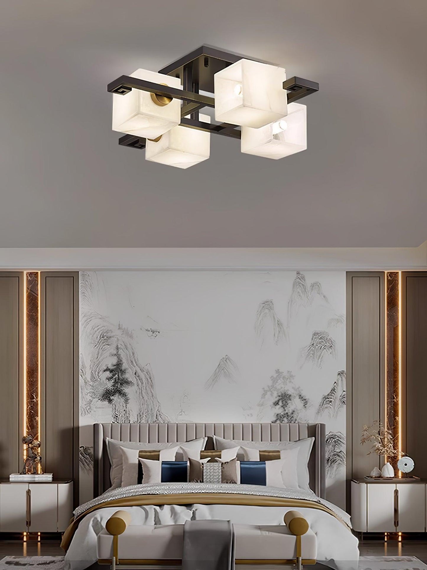 Cubist Alabaster Cluster Ceiling Lamp