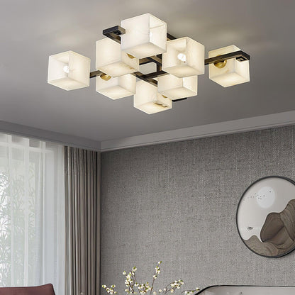 Cubist Alabaster Cluster Ceiling Lamp