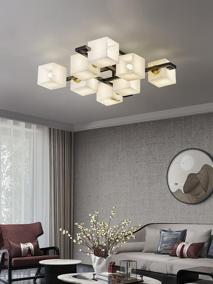 Cubist Alabaster Cluster Ceiling Lamp