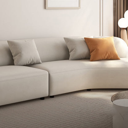 Curved White Upholstered 5-Seater Sectional Sofa