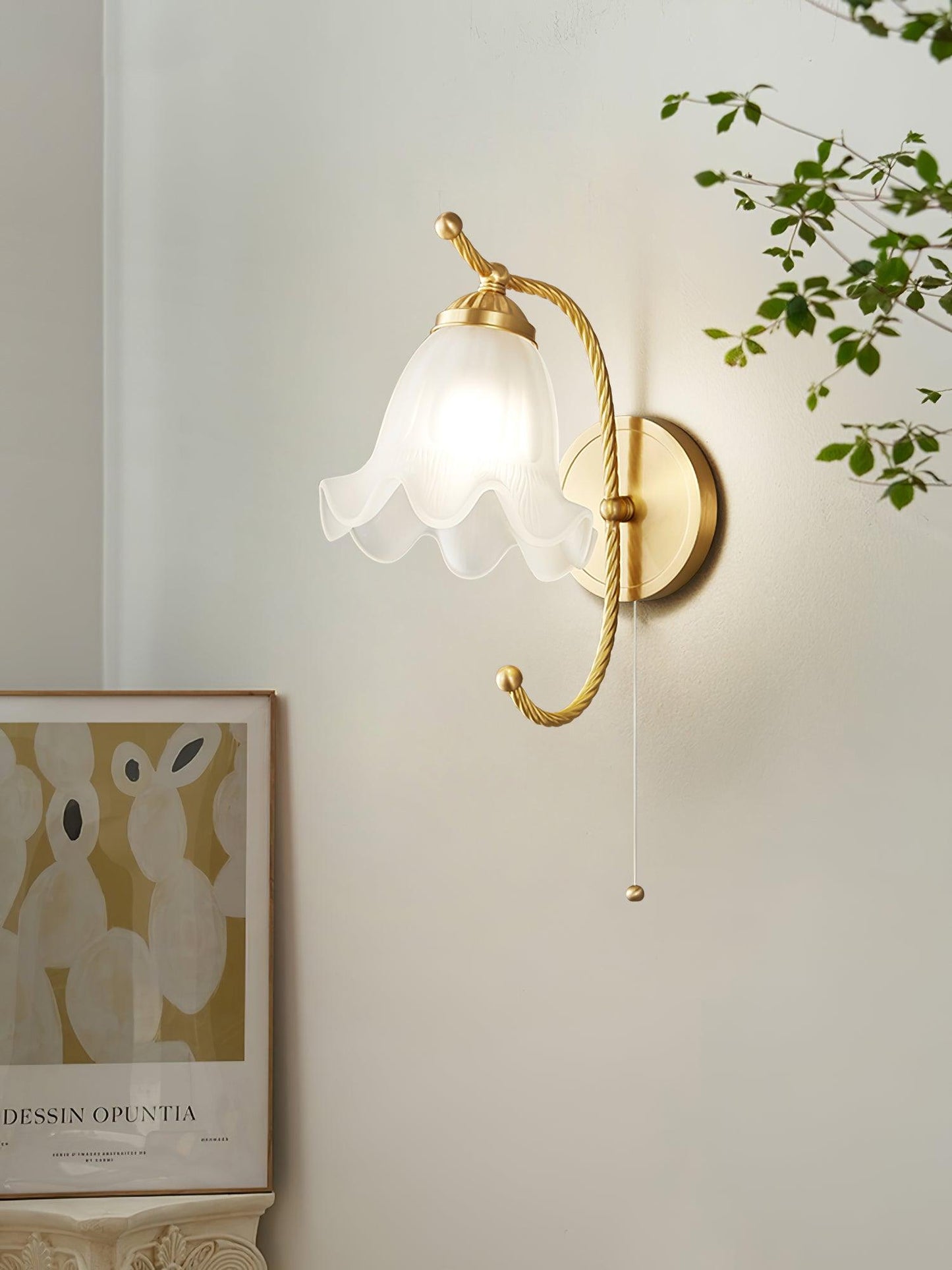 Curved Gooseneck Brass Glass Sconce